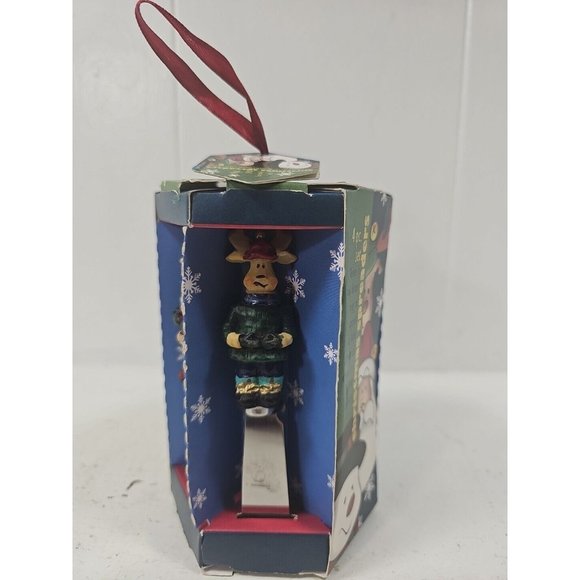 4 Xmas Cheese Spreader Knives Santa Reindeer Snowman Nutcracker Original box - Picture 2 of 7